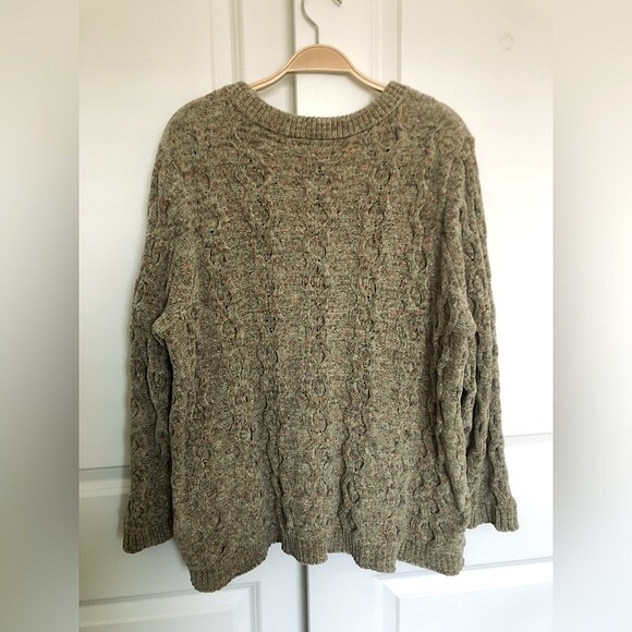 J. Jill Super-Soft Chenille Cable-Knit Crewneck Sage Sweater | XL Petite - Picture 7 of 9